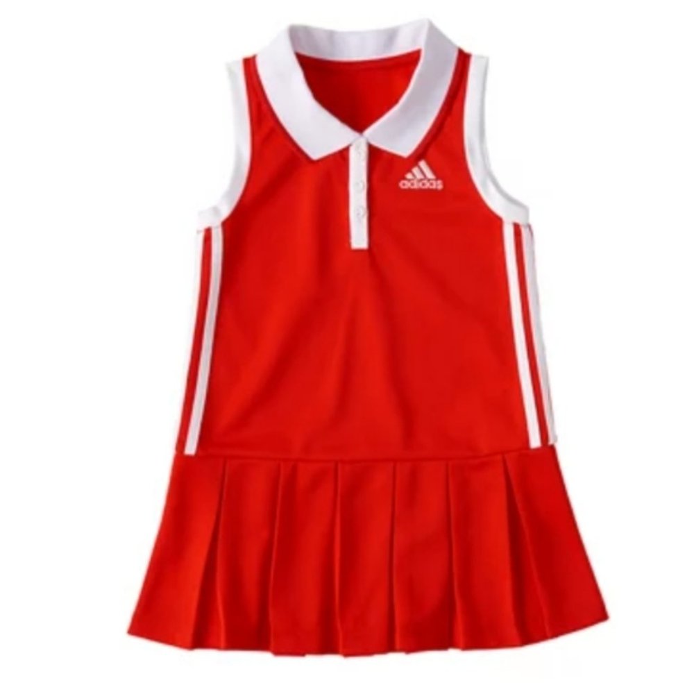 NWT! adidas Girl's Sleeveless Polo Dress (Infant/Little Kids) Vivid Red